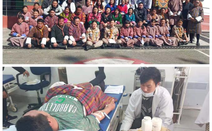 Scout of Haa Dzongkhag Organized Blood Donation Camp to mark the Birth Anniversary of His Majesty the King in collaboration Dzongkhag Health office. 