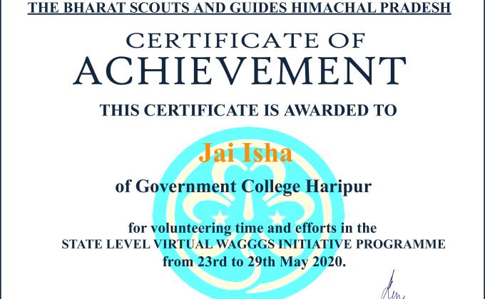 #State level virtual WAGGGS initiative programme.#Himacha pradesh.