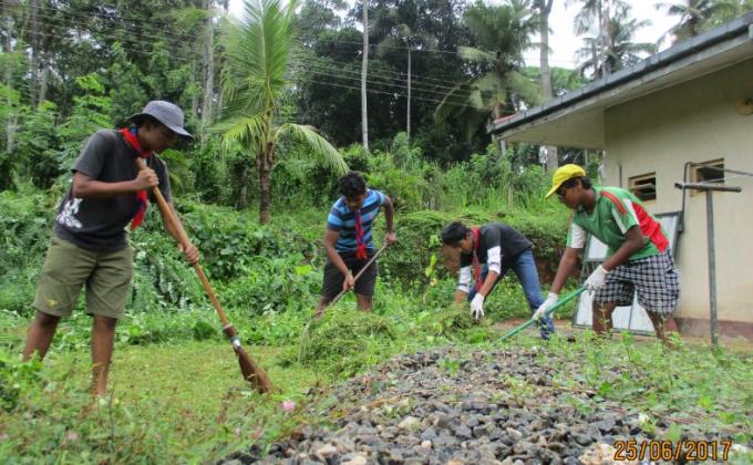 Cleaning the hospital premises-Akaragama, Sri Lanka
