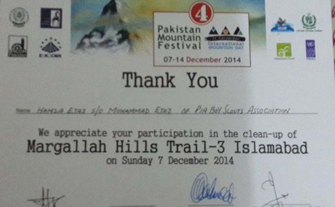 CLEAN UP OF MARGALLAH HILLS TRAIL-3 ISLAMABAD ON INTERNATIONAL MOUNTAIN DAY 2014