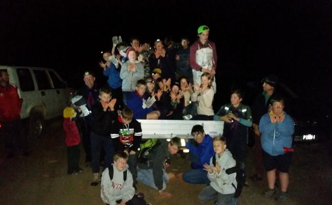 Scouts lead Cub Scouts up the Golden Path!   A Hike with a mission to Clean the Enviroment while walking.