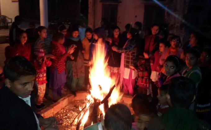 Lohri festival Celebration at Orphanage( Ved Mandir) Jammu, Jammu & Kashmir.