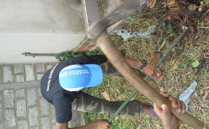 Cleaning the land housing the Negombo District Scout Association