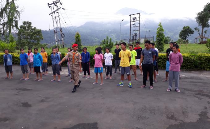 Teaching the Drills to my scout members 