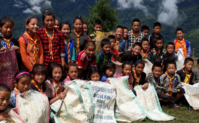 Cleaning campaign plastic bottles collection 