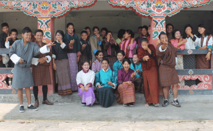 Clearing bushes near the Umling Lhakhang (temple)