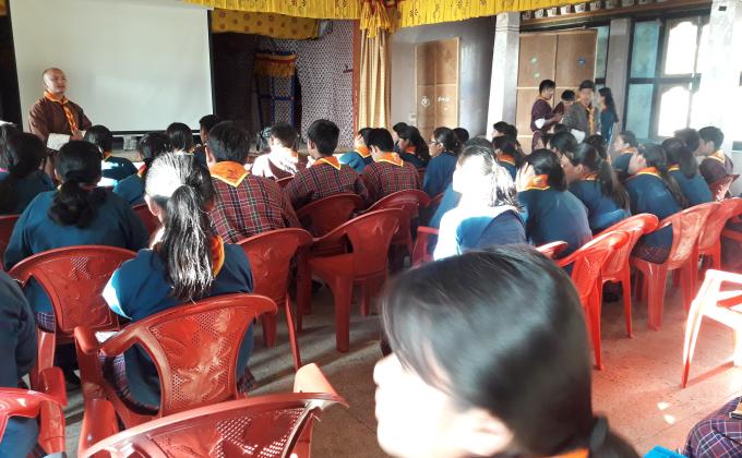 Orientation on Messenger of Peace to Tashitse HSS scouts. 