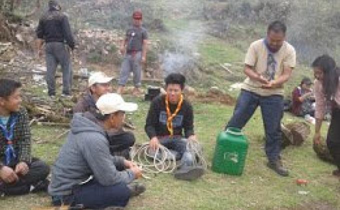 CBS hiking and clearing bushes and making flower garden at birth place of HE Jekhenpo 