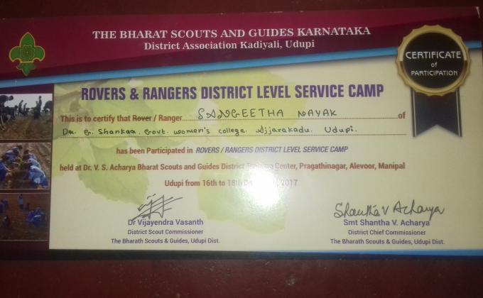 District Level ROVER and RANGER SERVICE CAMP