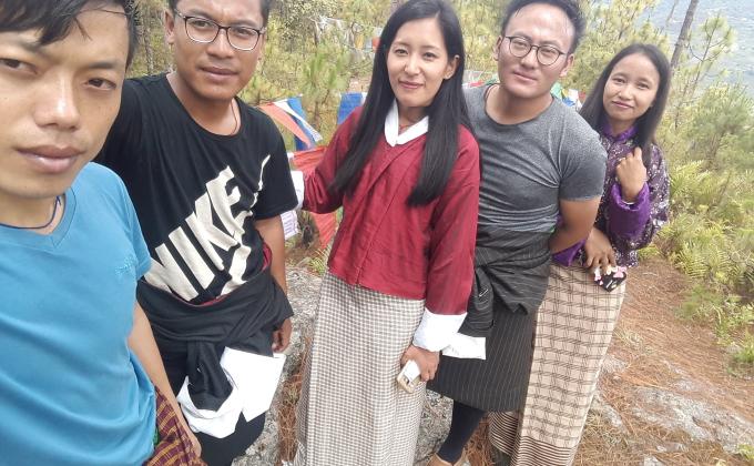 Hoisting of prayer flag around Samtengang Lake area.