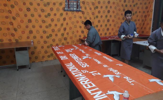 Preparation of Banner for International Day of Peace