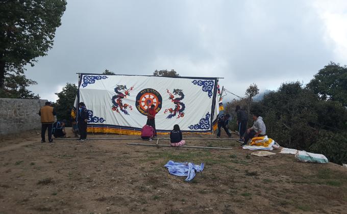 Preparation work for spiritual site tempal for annual prayers