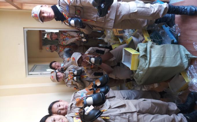 Scouts Donates Shoes and Clothes to disadvantaged School Going Children in rural Bhutan 