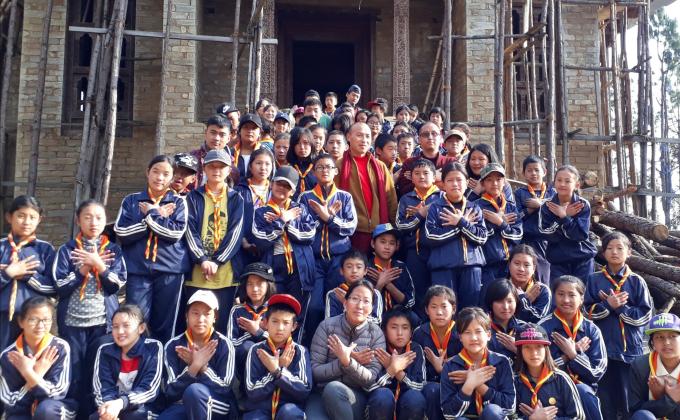 Community service at construction of Lhakhang