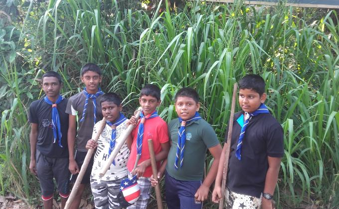 cleaning the temple premises