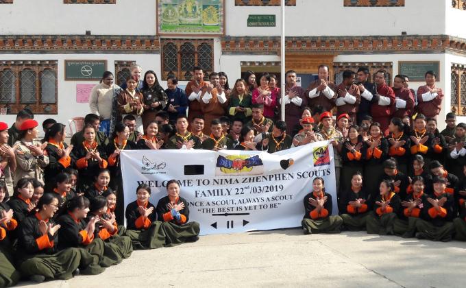 Welcome ceremony  for new scouts at Nima High school.