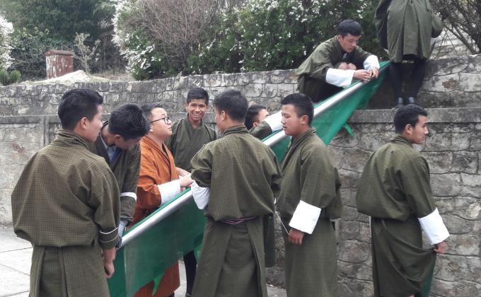 Hosting prayer flag.