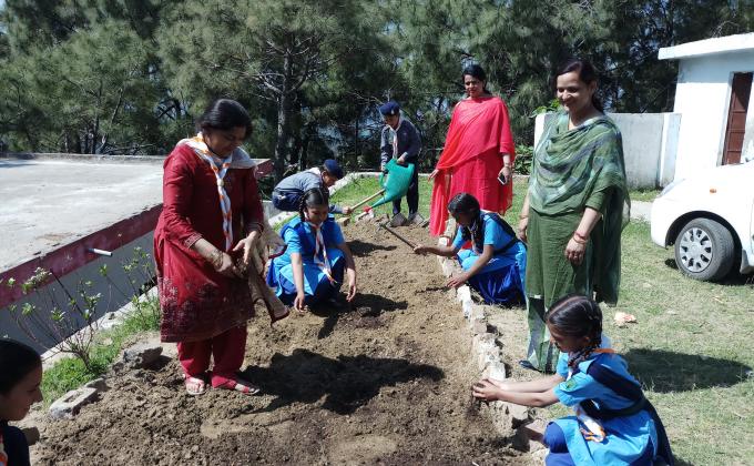 making of kitchen garden in school campus 