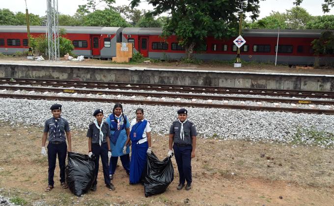 34th month of Swacch Bharath Cleanliness Drive by The Bharath Scouts and Guides, Udupi district, Karnataka, India
