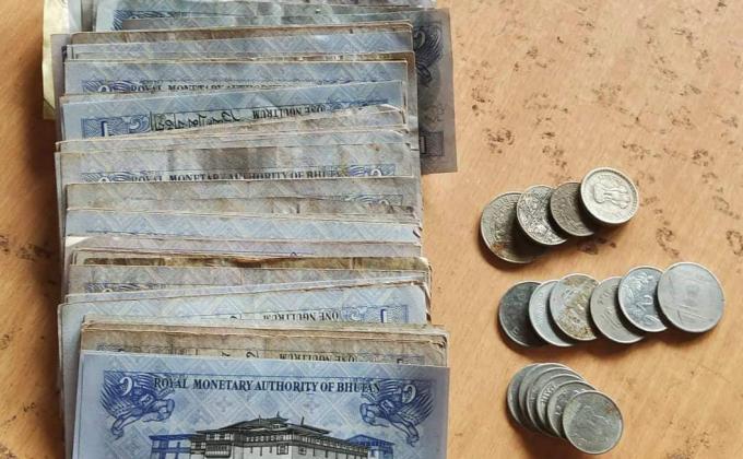 # Collecting 1 Ngultrum initiation by ketokha PS Nachung scouts.