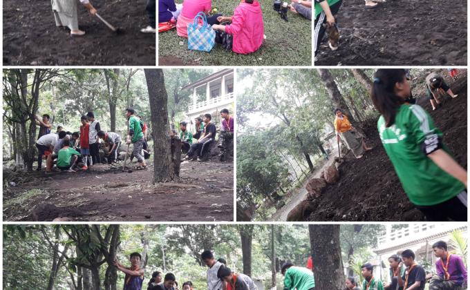 construction of Scout Den and Rock Garden