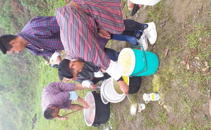 As a cook helper during Birth Anniversary of Guru Rimpoche.