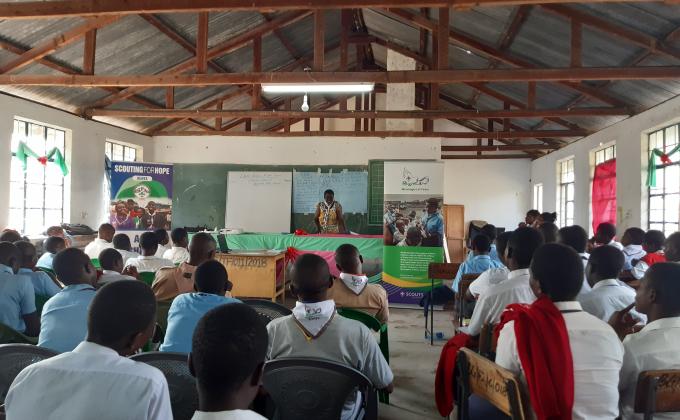 Messengers of Peace training for senior ventures - mwamba - scouts at The Lake Region, Kenya.