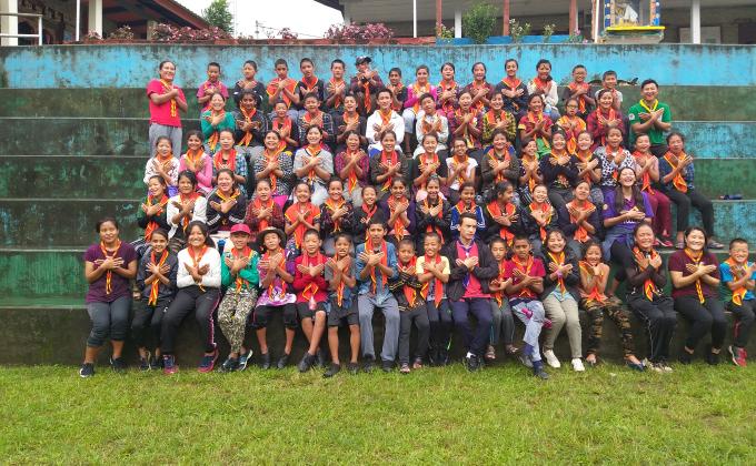Scouts of Jangchubling LSS on a day hike