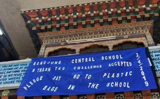 Trash Tag Challenge in Rangjung Central school 