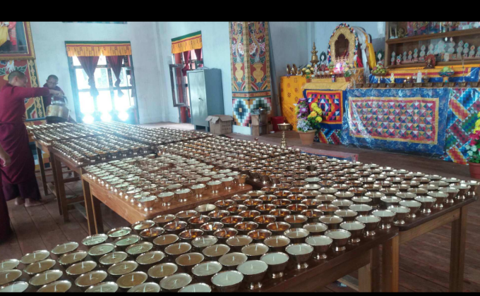Offering of 1000 butter lamps during the 1st sermon of Lord Buddha