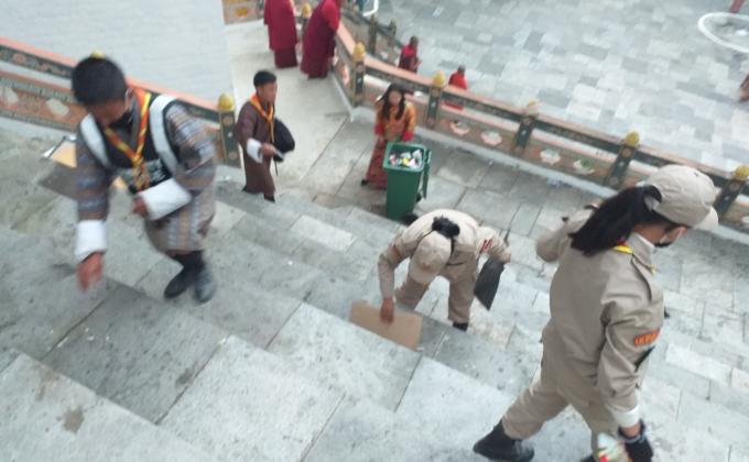 cleaning and crowed controlling during tsechu festivale
