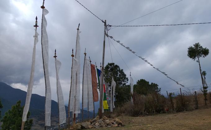 Hosting of prayer flags in Chothrel daw.