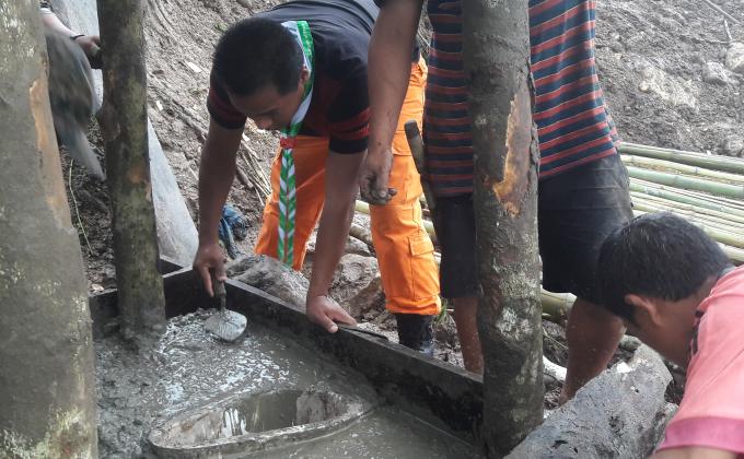 Constructed concrete toilet for duty personal and for commuters.