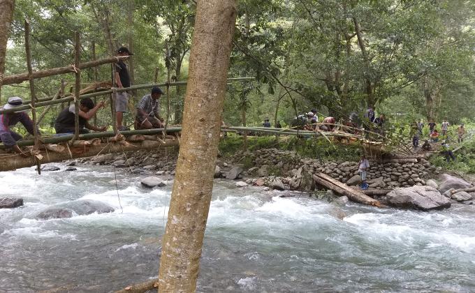 Pangkhey bridge restored again after the flash flood