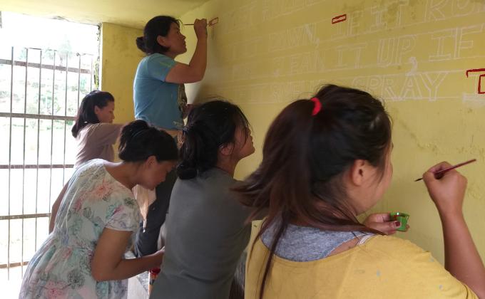 Repainting of toliets in the school