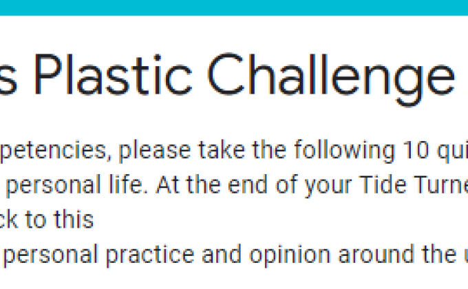Tide Turners Plastic Challenge - Plastic Audit Quiz
