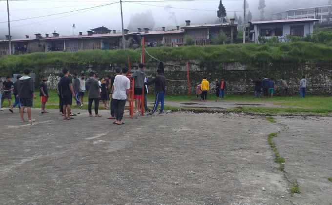 remaining of volleyball court 