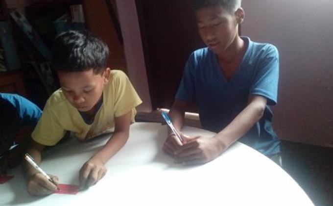 New year with orphan children.