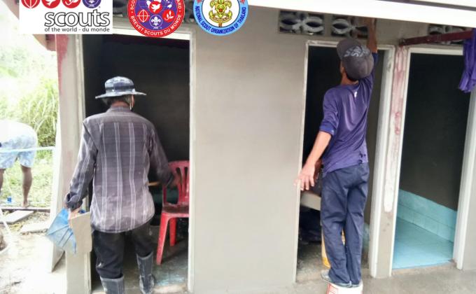 ฉาบผนังห้องน้ำด้านหน้าและด้านนอก