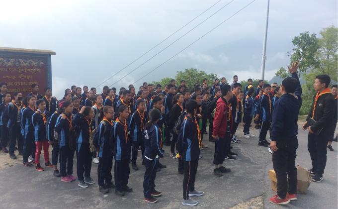 School scout hiking 