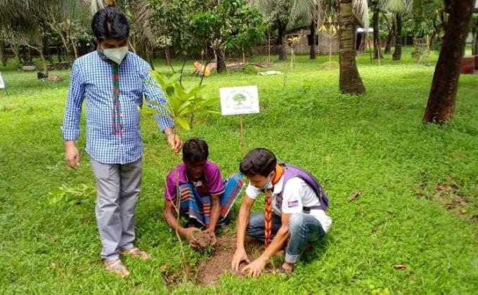 Tree Plantation & Plastic Cleaning at Regional Scout Training Center, Bogra