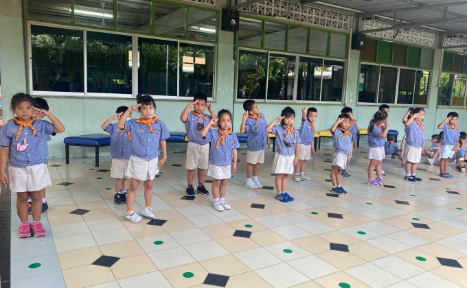 ฝึกการจัดแถวลูกเสือ