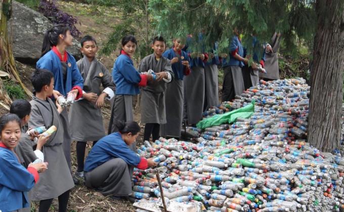 Clock tower from PET bottles 