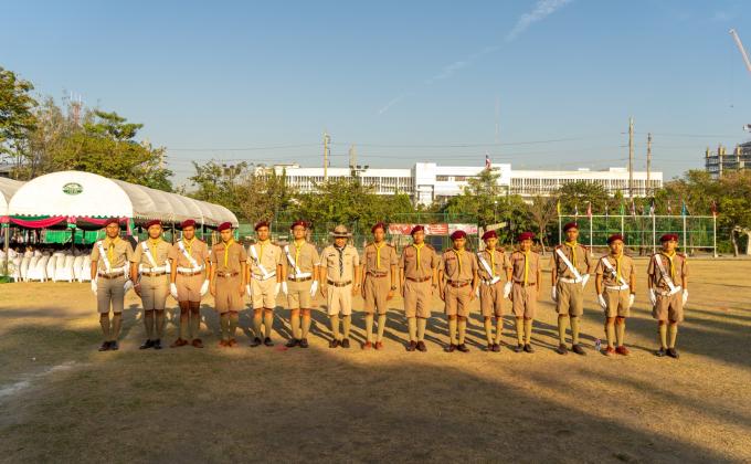 ลูกเสืออาสาจราจร พิธีวางศิลาฤกษ์ และยกเสาเอก อาคาร “นวการวิมล” รร.มัธยมวัดสิงห์