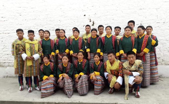 Performing dance at Tshechu 