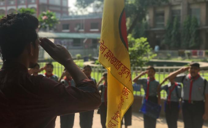 Regular troop and pack meeting of Willes Little Flower School & College Scout Group