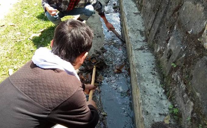 cleaning a road side