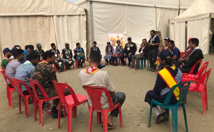 Serving Tea & Snacks at MOP meeting at 9th National Cub Camporee