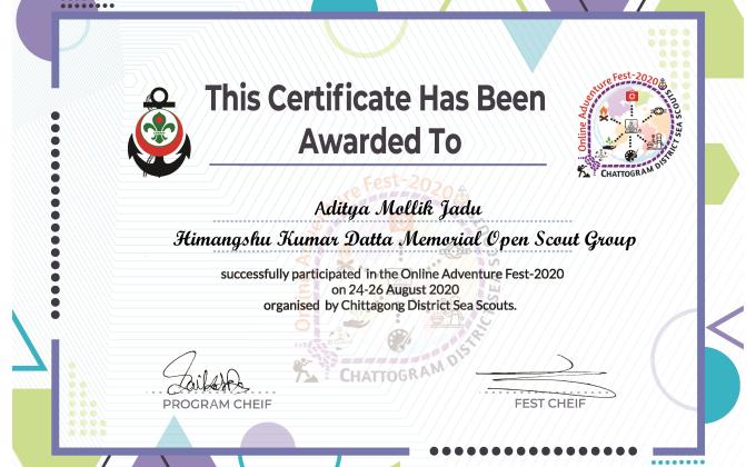 
Online Adventure Fest 2020 organized by Chittagong District Sea Scout.