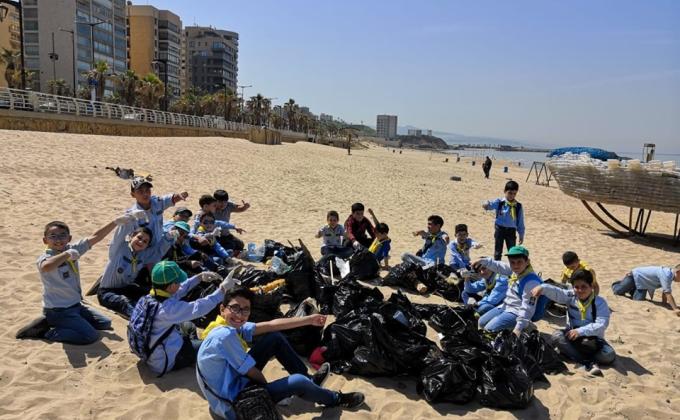 قطيع أشبال عبد الله بن مسعود في فوج السلطان صلاح الدين الايوبي من مفوضية بيروت في الكشاف المسلم يقيمون نشاطاً بيئيا